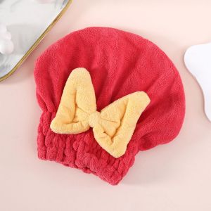 YADOU Cute Bow Hair Towel with Fast Absorption and Soft Coral Fleece Material