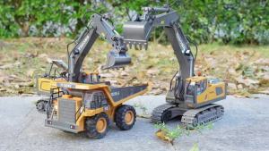 PREPOP Remote Control Excavator Toy for 6-12 yr Boys Best Birthday Gifts for Kids 4-7 8 9 10 11 Year Old RC Construction Toys with Metal Shovel Lights Sounds 2.4Ghz