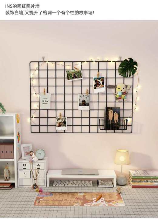 🇲🇾🐱DIY Iron Grid With 2pin Wall Photo Wire Netting Mesh Multifunctional ...