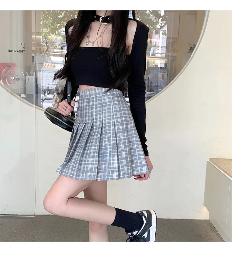 Fashion Womens Plaid Skirt Outfit 2022 Fashion Korean Style High