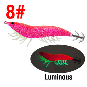 1pc Squid Lure Shrimp Jigs Wood Lure Luminous Octopus Lures 3D Eyes Cuttlefish Artificial Bait Jigging Fishing Lure.