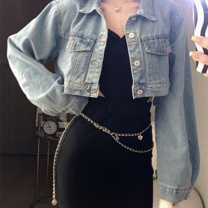 IELGY Sweet and Spicy Style Loose Short Temperament Denim Jacket for Women