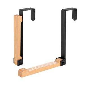 MERCUR Foldable Easy Install Metal and Wood For Hanging Towels Clothes No punching Rear Door Hook Over The Door Hook Over Door Hanger