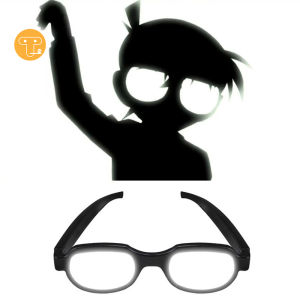 Monkey Fun นักสืบ Conan แว่นตาเรืองแสง Led สองมิติคอสเพลย์อุปกรณ์ประกอบฉากตลก USB ชาร์จสามารถมองเห็นแว่นตา Conan ถนน