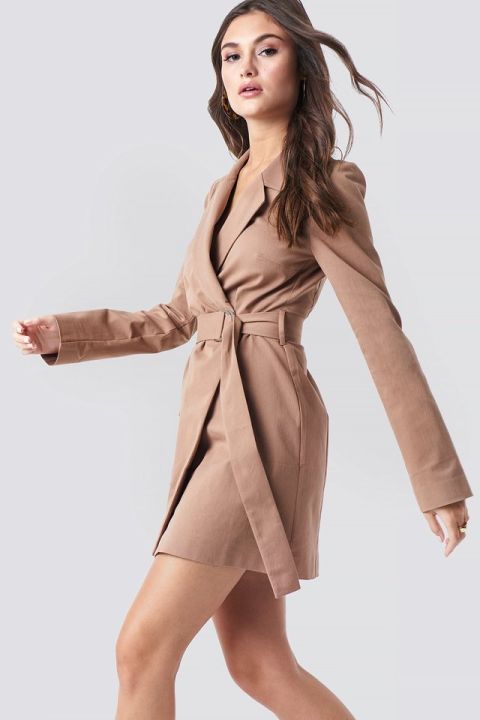 XLON-Malaysia Seller Premium Quality Belted Overlap Blazer Dress