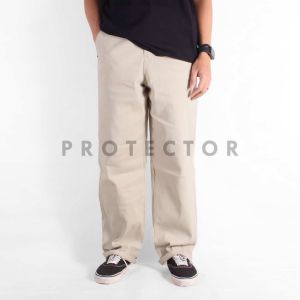 Celana Chino Panjang Pria Standar Basic Reguler Cream Bahan Katun Twill Tebal Dan Berkulaitas