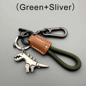 New Dinosaur Car Keychain High-Quality Leather Rope Key Ring Outdoor Travel Keychain 3 Styles Available