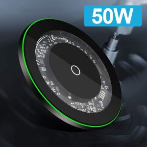 50W Qi Quick Wireless Charger For Samsung Huawei Xiaomi Oppo IPhone 12 Pro Max 13 Pro 11 8 X XR XS Phone Fast Inductive Charging