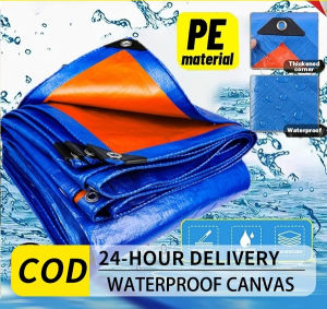 Blue Orange Waterproof Canvas Tarpaulin (1x Satu Kali Ganda Lagi Tebal Daripada Biasa)