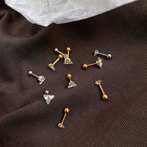 MillionGrid 1 cặp 3 4 5 6mm tam giác Xoắn sụn xuyên tragus Stud ốc xà cừ Snug Tai Thùy Bông tai thép titan đồ trang sức