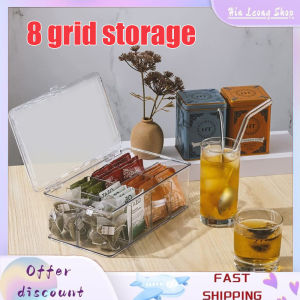 Tea bag storage box cover acrylic organizing box Stackable coffee compartment multifunctional storage box
