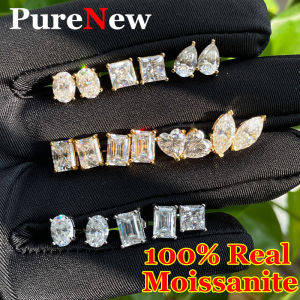 PureNew 0.5-3ct Classic Full Moissanite Earrings For Women S925 Silver Plated 18k Gold D Color VVS1 Womens Moissanite Earrings2026