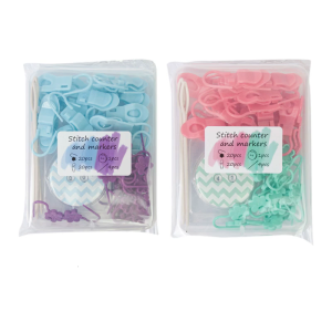 มาร์กเกอร์เย็บล็อคพลาสติก40ชิ้นพร้อมเคาน์เตอร์ถักและจักรเย็บผ้า4ชิ้นสำหรับโครงการหัตถกรรมเส้นด้ายโครเชต์