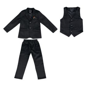 9Sbird 3PCS เสื้อเบลเซอร์สำหรับเด็กผู้ชายชุดเดรสอาหารค่ำสไตล์อังกฤษคำพูดลายหล่อชุดสูทโฮสติ้งประสิทธิภาพ