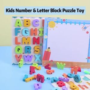 【SG】 Wooden Alphabet Board Uppercase Letters & Cartoon Numbers Kids Preschool Learning Educational Gift