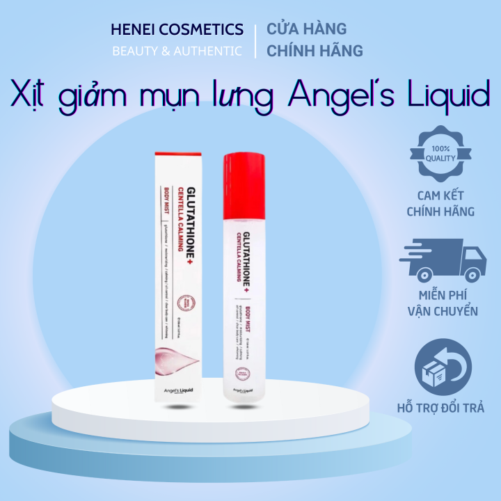 xịt mụn lưng glutathione Xịt Giảm Mụn Lưng Angel's Liquid Glutathione Plus Centella Calming Body  Mist 150ml
