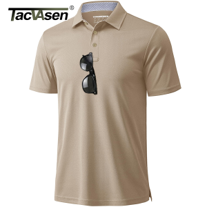 TACVASEN Mens Summer Polo Shirts Short Moisture Wicking Sleeve Athletic T-Shirt 3 Buttons Classic Fit Casual Dry fit Golf Shirts2026