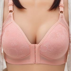 OK Bra Plus Size 36-44BC Women Front Buckle Push Up Bra No Steel Rings Comfortable Breathable Underwear