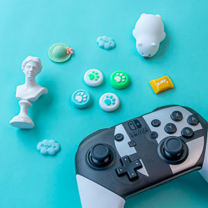 4 PCS For Switch PRO/ PS4/ XBOX Silicone Cat Paw Analog Thumb Grip Stick Cover Case Caps