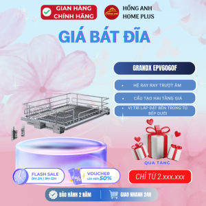 Giá bát đĩa nan oval Eurogold EPV6060F lắp âm dưới 600mm sắp xếp bát đĩa gọn gàng trong một ngăn