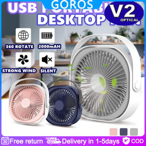 【In Stock】360° Rotating Mi Fan Portable Desktop Fan Strong Wind Power Energy Saving High Efficiency USB Charging Built-in 2000mAh Battery Ultra Quiet Pink White Blue