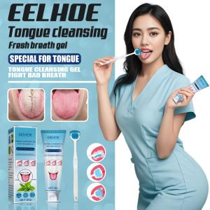 LIFUSHA EELHOE Gel Pembersih Lidah + Sikat Lidah Melawan Nafas Bau Dan Panas Dalam Tongue Cleaner Alat & Anak Pembersih Lidah Dewasa Tongue Cleansing Gel