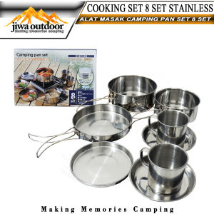 cooking set 8 set camel camping pan set CW 301 alat masak outdoor stainless nesting 8 in 1 outdoor