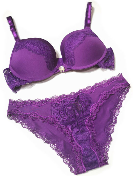 set (bra + panties) dark purple, basic see-through - Shop brababa-lace  Women's Underwear - Pinkoi