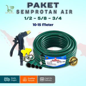 SEMPROTAN SELANG AIR 10-15 METER HIJAU ANTI LUMUT TEBAL 2MM-1/2 5/8 3/4 INCH / SELANG TAMAN KEBUN CUCI MOTOR MOBIL TERLARIS COD