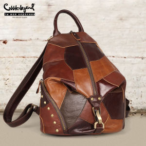 Cobbler Legend Geniune Leather Backpack Notebook Zip Female Luxury Vintage Daypack Design Patchwork Ladies Backpack