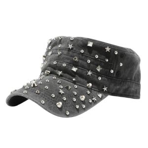 LIUJIR Y2k Mũ lưỡi trai có đinh tán Bông Ngôi sao Mũ vành phẳng Rivet Tính cách Vải denim Mũ bóng chày cổ điển Phụ nữ