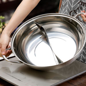 Nồi lẩu inox 2 ngăn - nồi lẩu đa dụng 32cm cao cấp