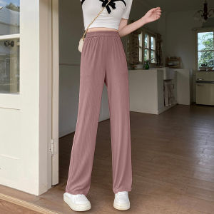 QDshop มาใหม่ กางเกงแฟชั่นขายาวเอวสม็อค ผ้าลื่นนิ่มเด้ง เบาสวมใส่สบาย โทนสีพื้นลายริ้ว มี 6สีให้เลือก สายแฟชั่นชอบแต่งตัวห้ามพลาด