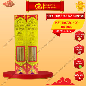 Hương Lộc Vàng Ánh Kim Dạng Hộp 92 Nén Dài 38CM Nhang Thần Tài Thảo Mộc THU HIỀN Cao Cấp