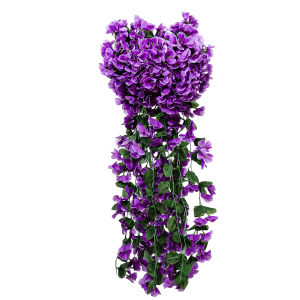 Artificial Violet Hanging Flowers Wall Decor 85cm Silk Flower Vines for Home Garden Wedding Decoration Plants Flower Rattan