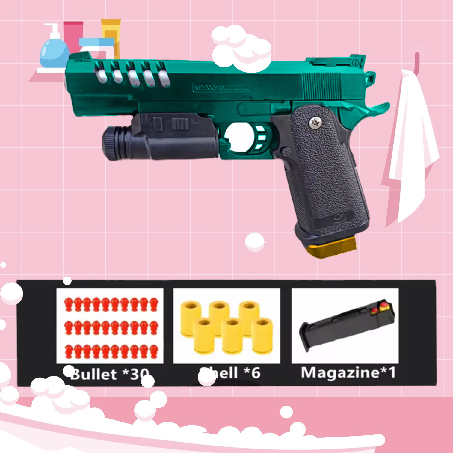 ของเล่นประเภทยิง Glock ปืนของเล่น เด็ก ของเล่นปืนเนิร์ฟ ยิงได้ ถอดได้ กระสุนโฟม EVA นุ่ม ลูกพลาสติก