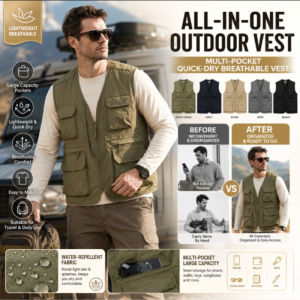 Mens Multi Pocket Breathable Vest Lightweight Utility Vest Casual Outdoor Travel Work Vest Fashion Comfort Vest with Many Pockets