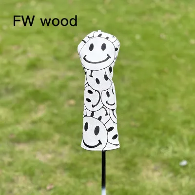 Cổ điển phim hoạt hình mặt cười bao che đầu gậy chơi golf lái xe Bìa Fairway UT Bìa Putter bảo vệ Câu lạc bộ bìa