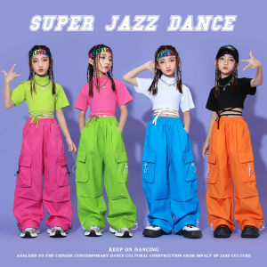 Girls Jazz Dance Outfit Hip-hop Dance Performance Costume Street Dance Trendy Crop Tops Joggers