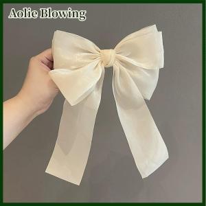 Aolie New Black White Yarn Bow Hair Clip For Women Girls Spring Clip Back Head Hairpin Fashion Hair Accessories