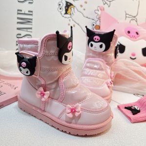 Musim sejuk kanak-kanak Kuromi Pink salji Boots Kuromi kasut kapas bayi