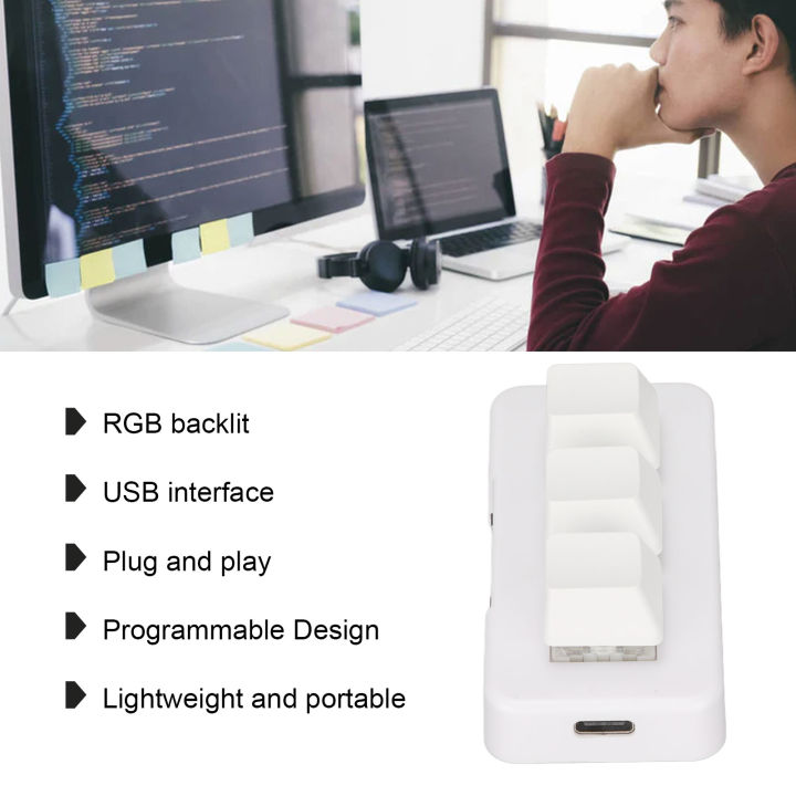 Programmable Mini Keypad GOWENIC Mini Programmable Keypad 3 Keys Macro Mechanical Keyboard USB ...