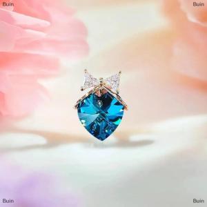 [COD] Buin Fashion Delicate Blue Heart Drop Bowknot Brooch Pin For Women Clothing Coat Accessories