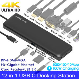 Wavlink USB-C Triple Display 4K MST Docking Station100W ChargingDP1.2HDMI Gigabit Ethernet SD Card Reader4 USB PortsUSB C HUB for S Windows/Max OSX/Linux.