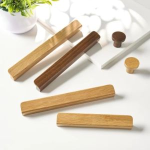 COMEMECO L Shaped Cabinet Pull Oak Walnut Minimalist Wooden Knob Elegant Solid Wood Bar Handle