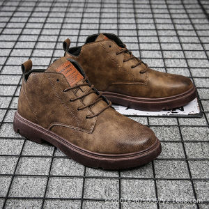 Giày Martin cao cổ ấm áp lót lông mùa đông cho nam giày làm việc ngoài trời tăng chiều cao phong cách Anh giày da lớn giày quân đội giày nam dày [ Miễn Phí Vận Chuyển ]