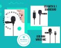New Venture USB Lapel Microphone with Collar Clip and Custom Noise Reduction for Laptop Computer. 