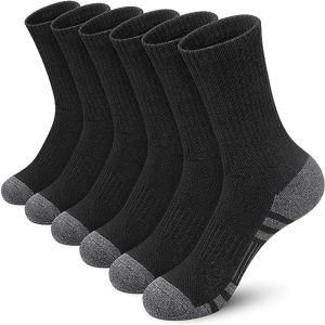 6 Pairs Men Crew Socks Breathable Cotton Blend Athletic Casual Socks for Daily Wear