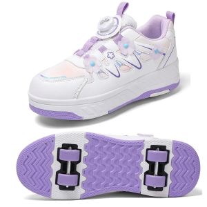 Heelys Childrens small flower decorated four-wheel roller skating sports shoe breathable roller skating girls shoes holiday gifts
