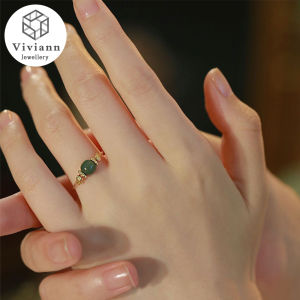 Viviann Original Hetian Jade Ring Womens High Quality Vintage Opening Adjustable Imported 14k Gold Ring Lady Temperament Simple Elegant Retro Open Jade Ring Rings For Women